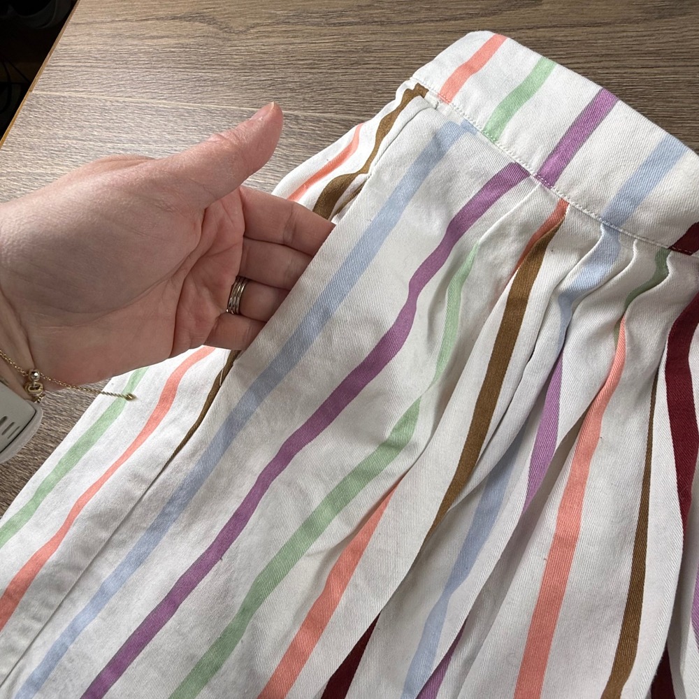 ModCloth Aspiration Creation A-line Skirt White Striped Spring Knee Length Large - Picture 11 of 12